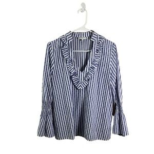 Waverly Grey Stripes Beaded Ruffled Top